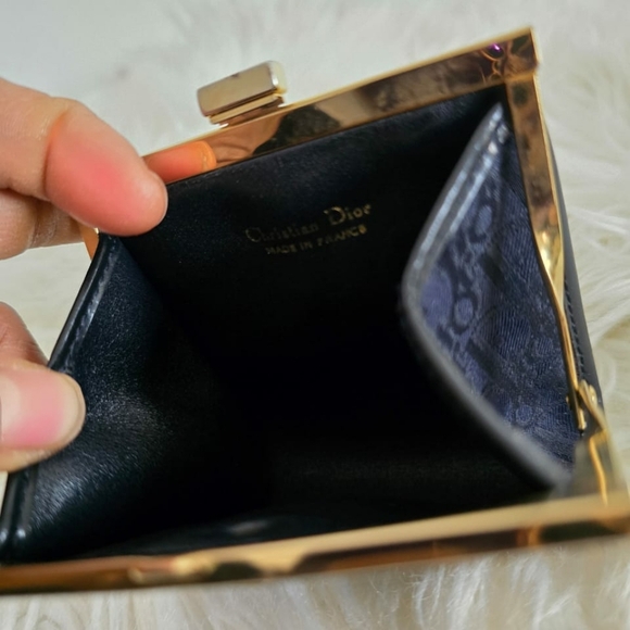Christian Dior Trotter Logo Metal Clasp Jacquard Leather Coin Purse 💙 Vintage🌴 - Picture 12 of 14